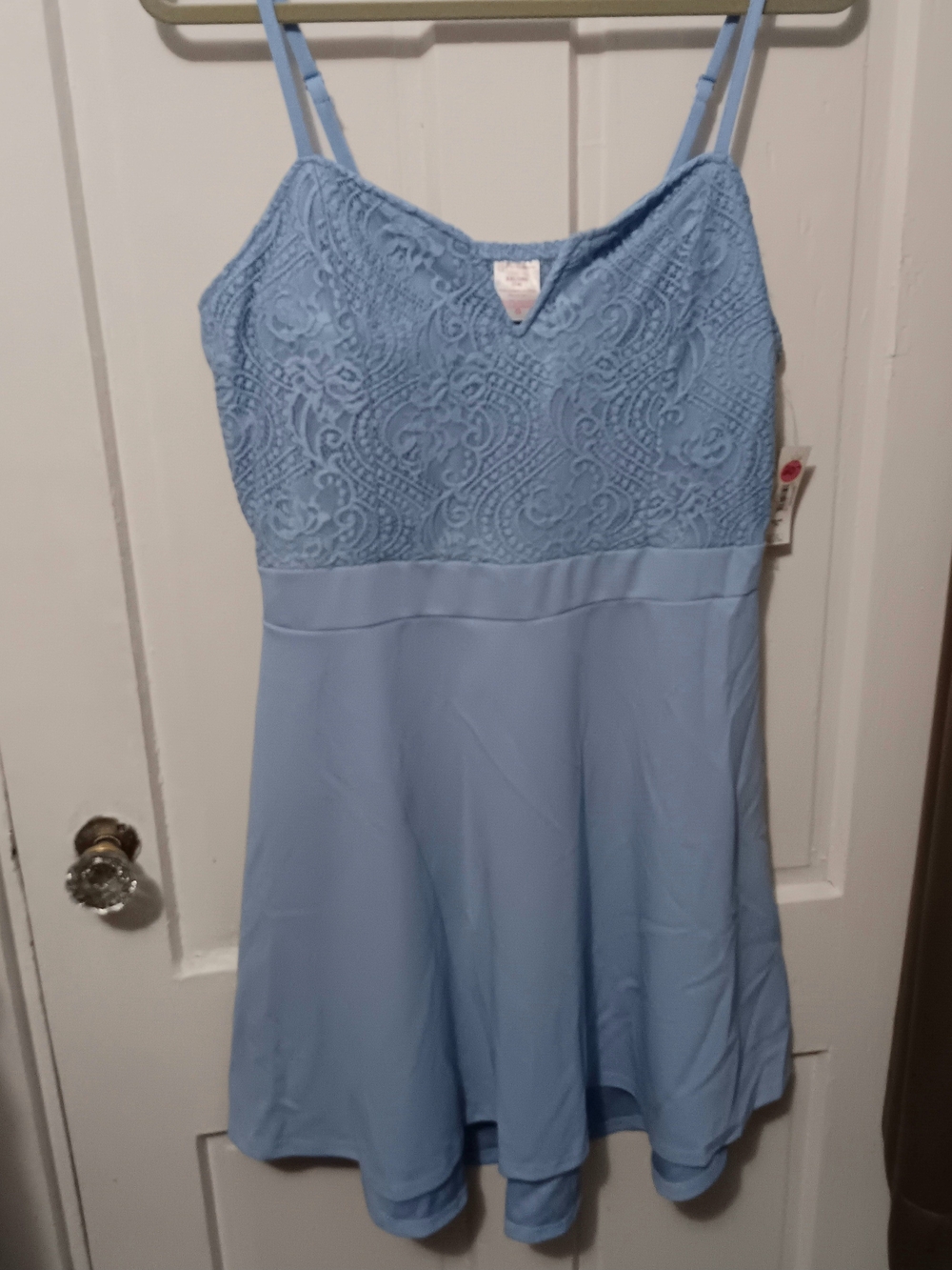 No Boundaries Light Blue Lace Bodice Spaghetti Strap Dress